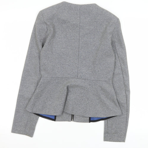 Dorothy Perkins Women's Grey Zip Up Peplum Jacket Size 8