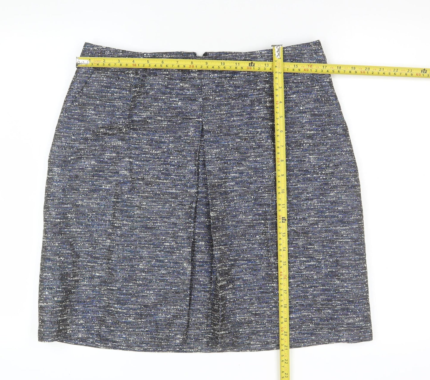 Monsoon Women’s Blue Tweed Pencil Skirt Size 14 Knee Length