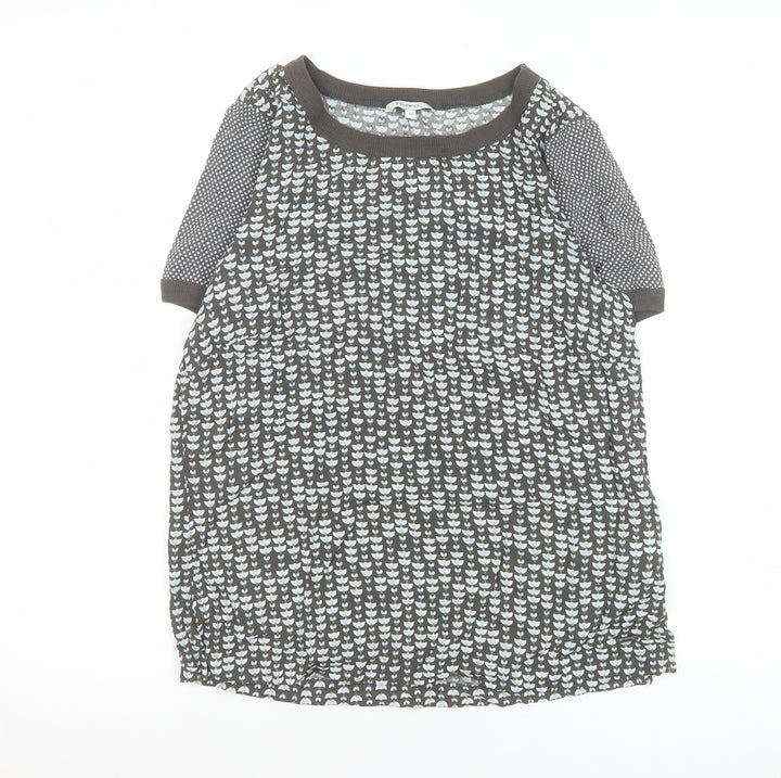 Sandwich Womens Grey Floral Short Sleeve Viscose T-Shirt Size 4