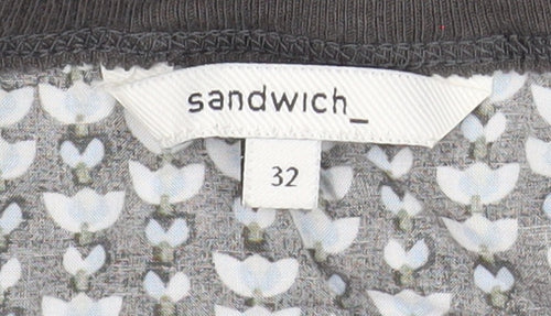 Sandwich Womens Grey Floral Short Sleeve Viscose T-Shirt Size 4