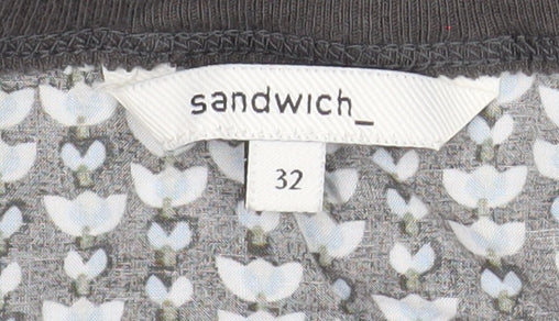 Sandwich Womens Grey Floral Short Sleeve Viscose T-Shirt Size 4
