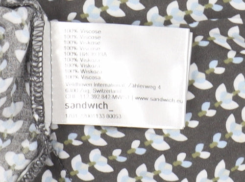 Sandwich Womens Grey Floral Short Sleeve Viscose T-Shirt Size 4