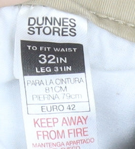 Dunnes Stores Men's Beige Chino Trousers 32W 31L Cotton Stretch