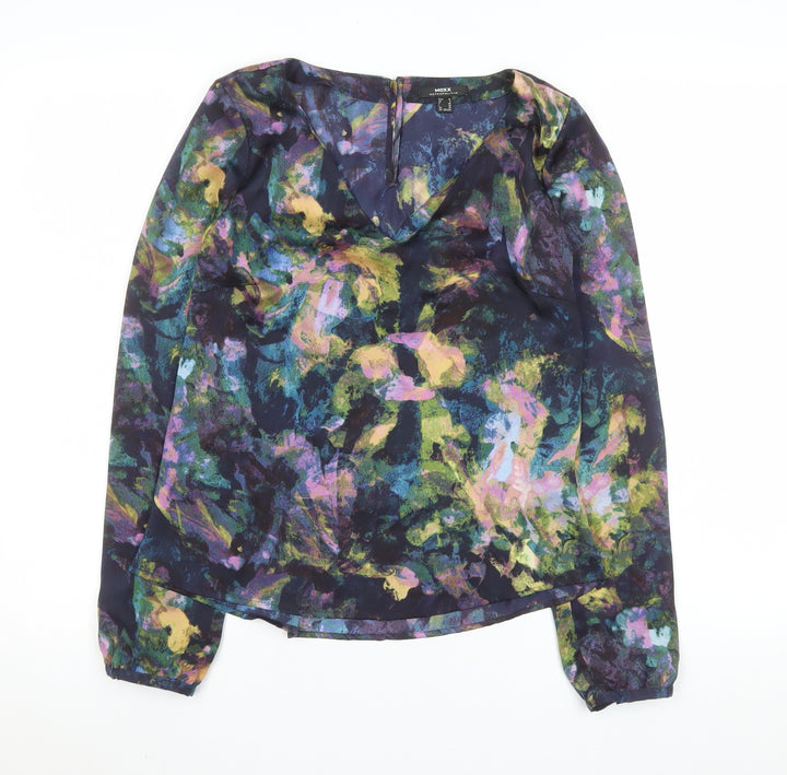 Mexx Women’s Multicoloured V-Neck Long Sleeve Chiffon Blouse UK 6