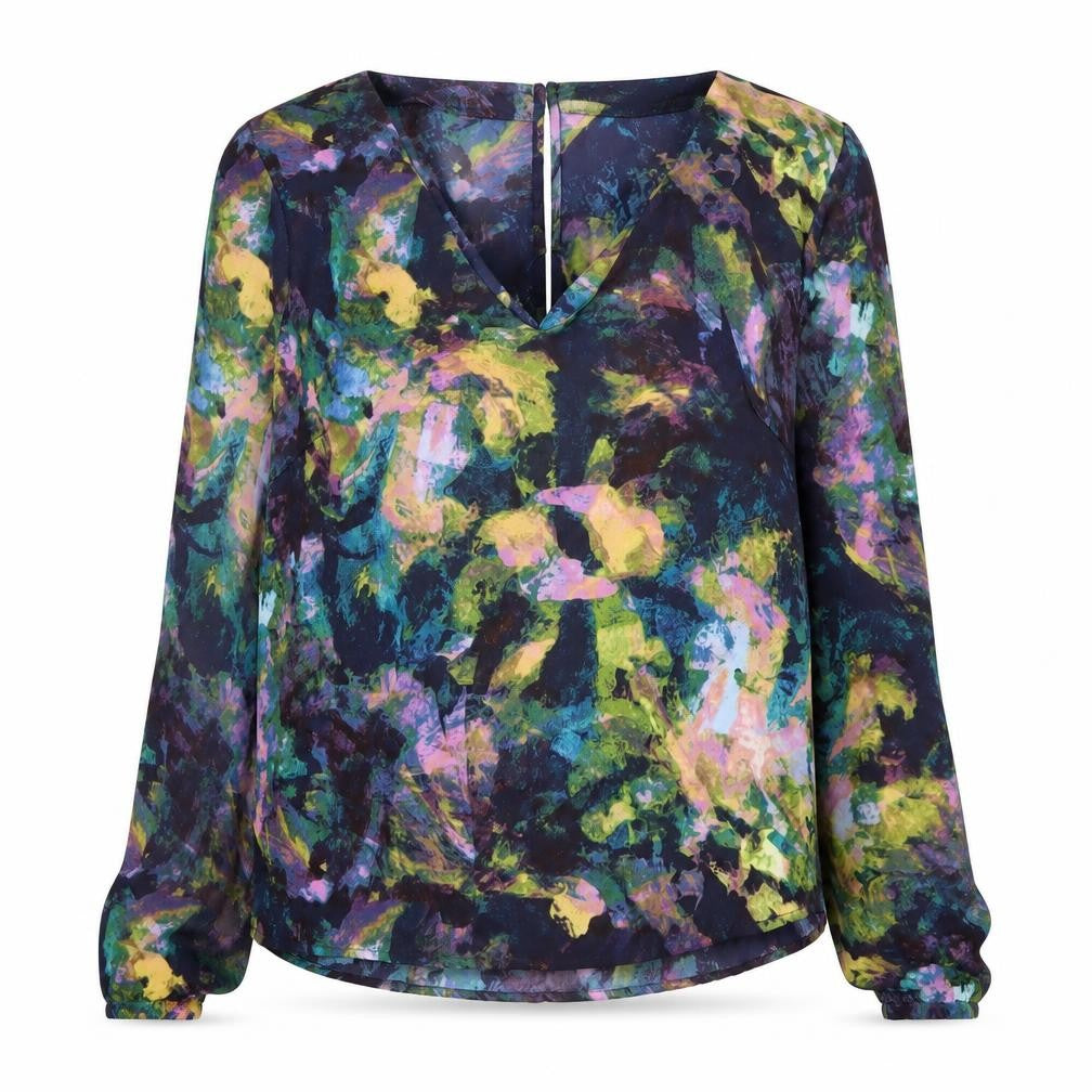 Mexx Women’s Multicoloured V-Neck Long Sleeve Chiffon Blouse UK 6