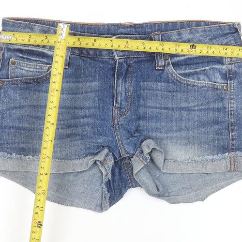 Mango Jeans Women Blue Cut-Off Denim Shorts Size 8 UK