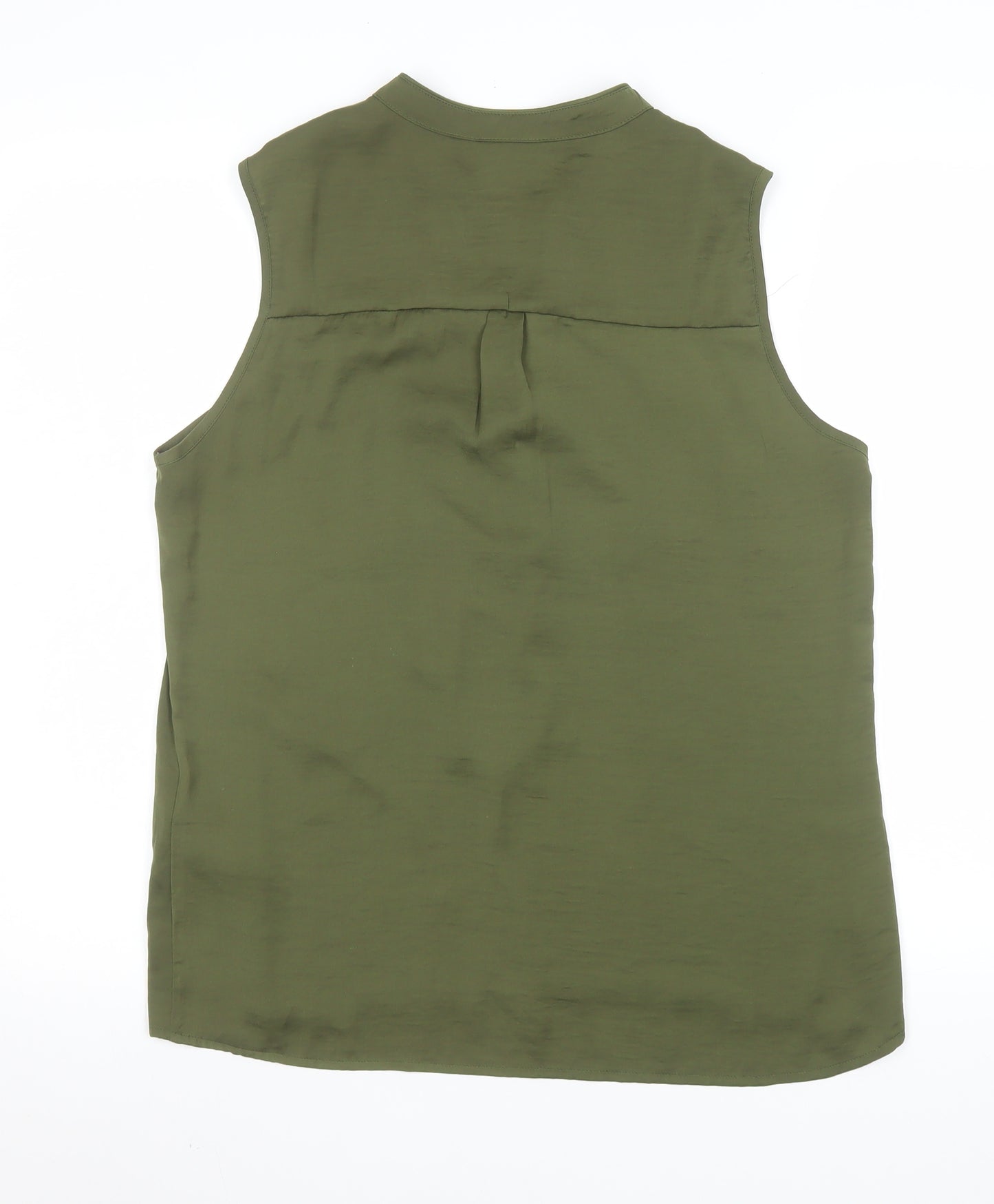 Vila Women’s Green Sleeveless Blouse L Basic V-Neck Casual Top