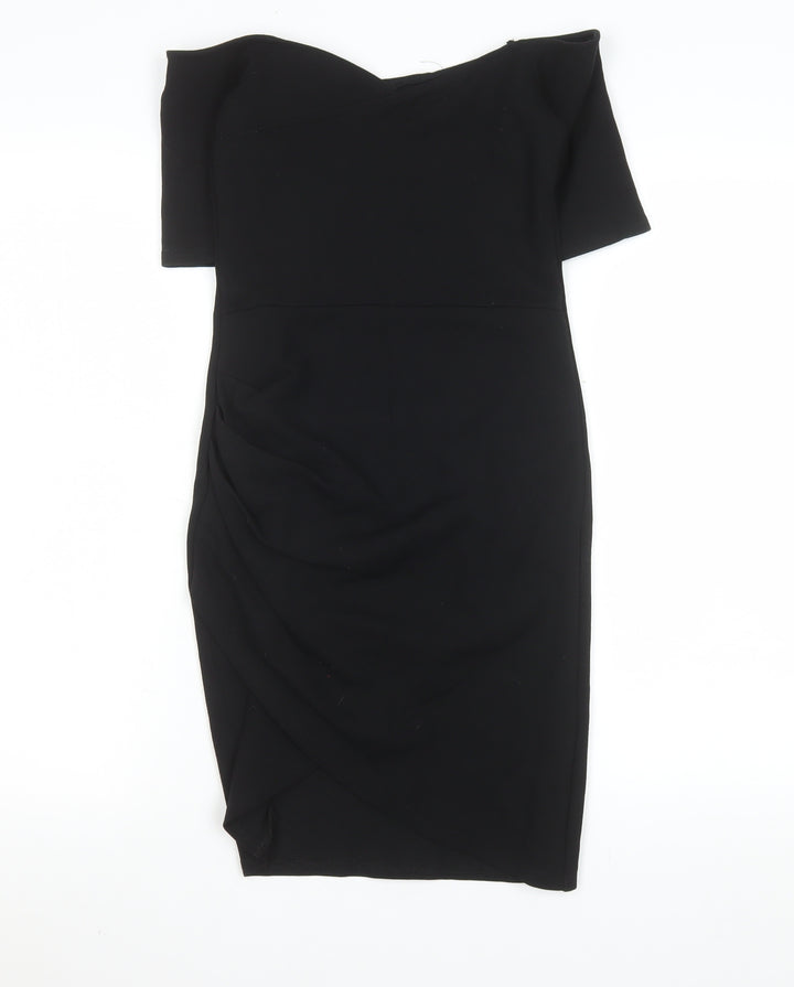 River Island Women’s Black Off Shoulder Bodycon Dress Size 10