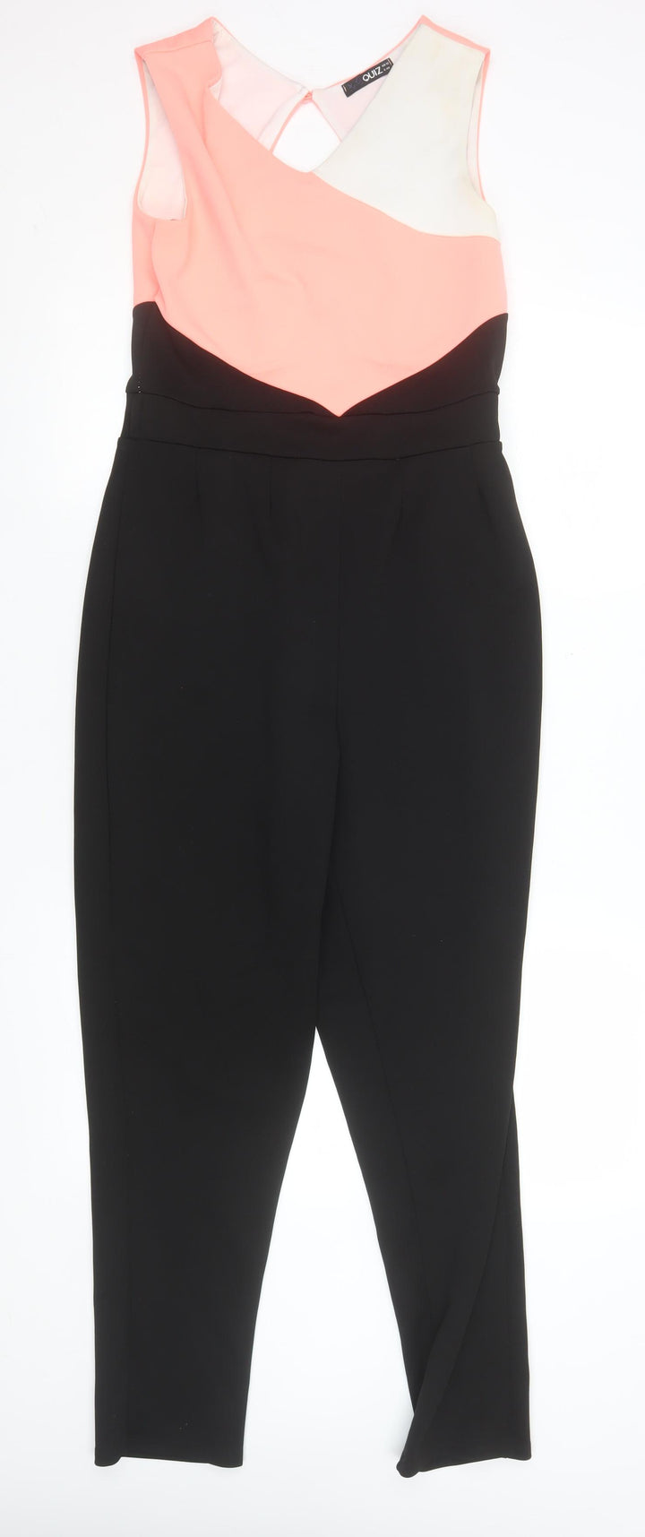 Quiz Womens Coral Black Colourblock Sleeveless Jumpsuit Size 12