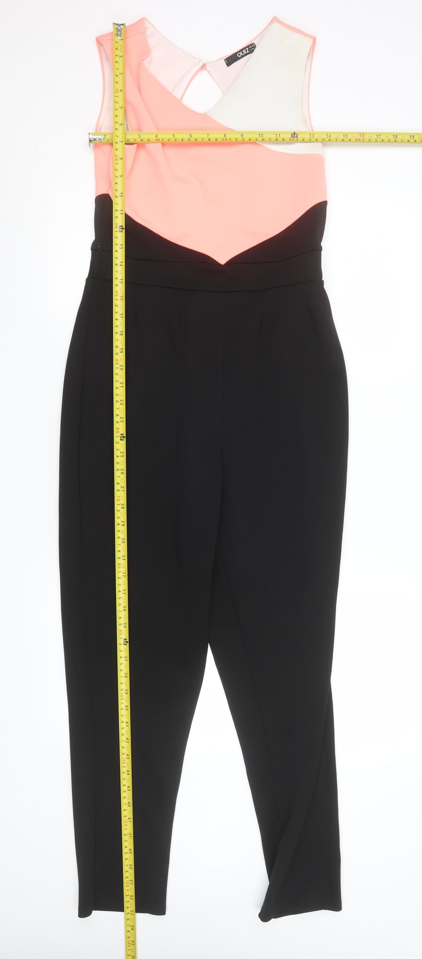 Quiz Womens Coral Black Colourblock Sleeveless Jumpsuit Size 12