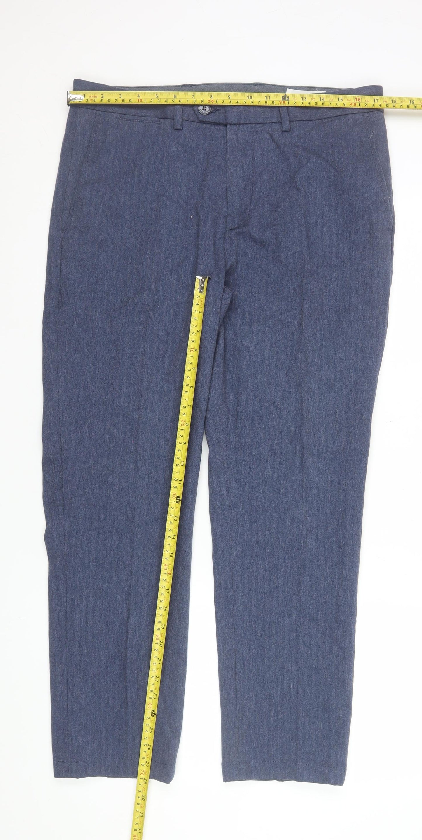 Trenery Men's Blue Slim Fit Chino Trousers Size 34
