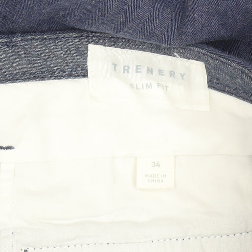Trenery Men's Blue Slim Fit Chino Trousers Size 34
