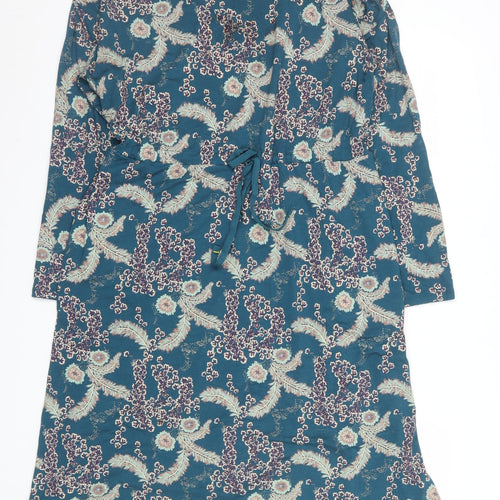 White Stuff Women's Blue Floral Knee Length Shift Dress Size 14