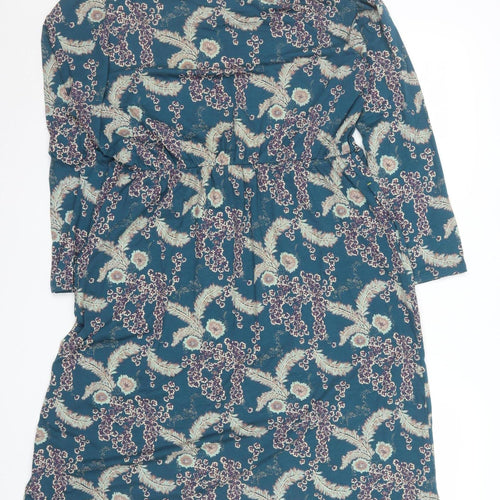 White Stuff Women's Blue Floral Knee Length Shift Dress Size 14