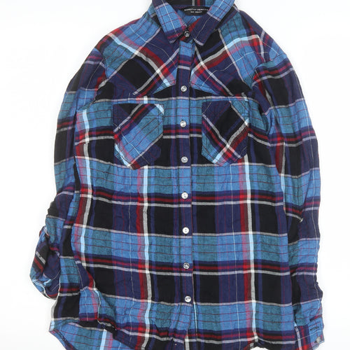 Dorothy Perkins Womens Multicoloured Checked Cotton Button-Up Shirt Size 10