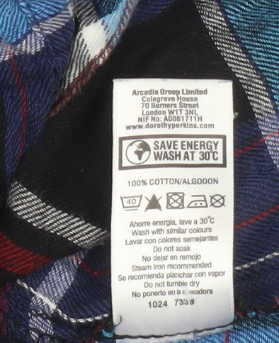 Dorothy Perkins Womens Multicoloured Checked Cotton Button-Up Shirt Size 10