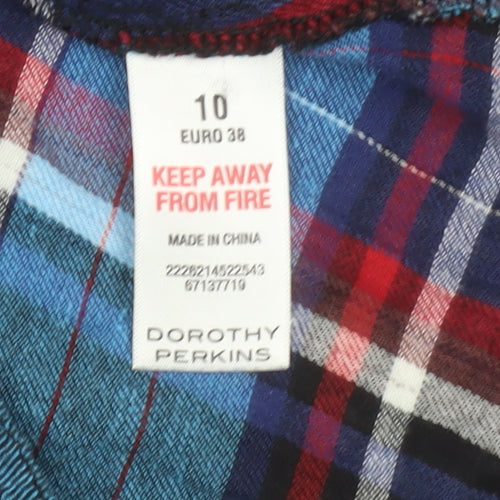 Dorothy Perkins Womens Multicoloured Checked Cotton Button-Up Shirt Size 10