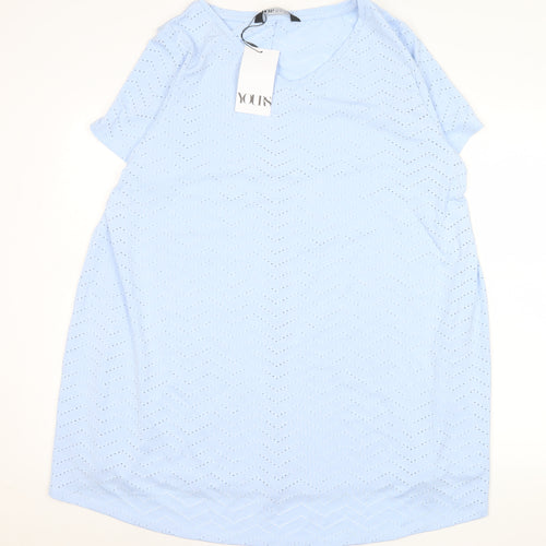 Yours Womens Blue Plus Size 22 V-Neck Short Sleeve T-Shirt
