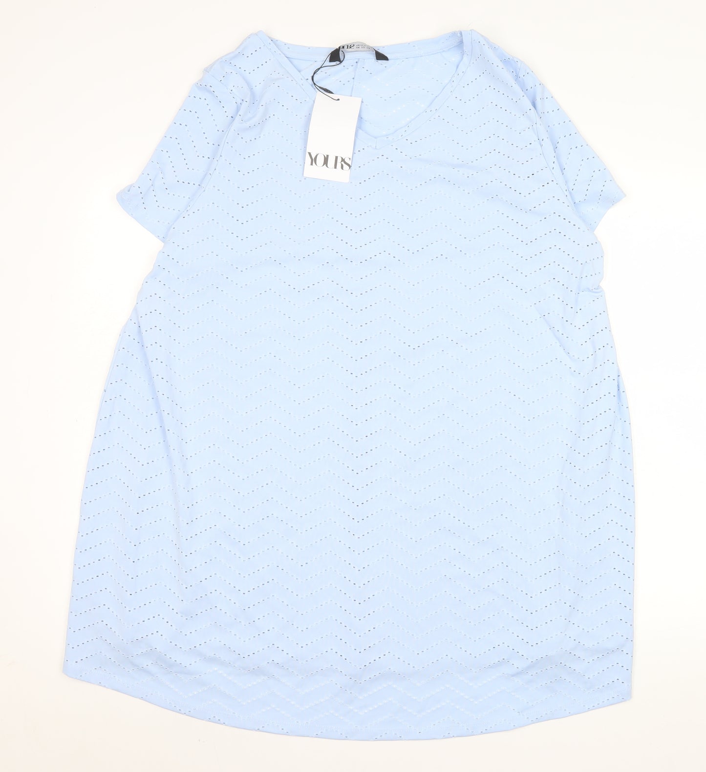 Yours Womens Blue Plus Size 22 V-Neck Short Sleeve T-Shirt