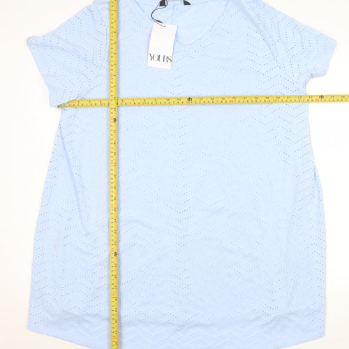 Yours Womens Blue Plus Size 22 V-Neck Short Sleeve T-Shirt