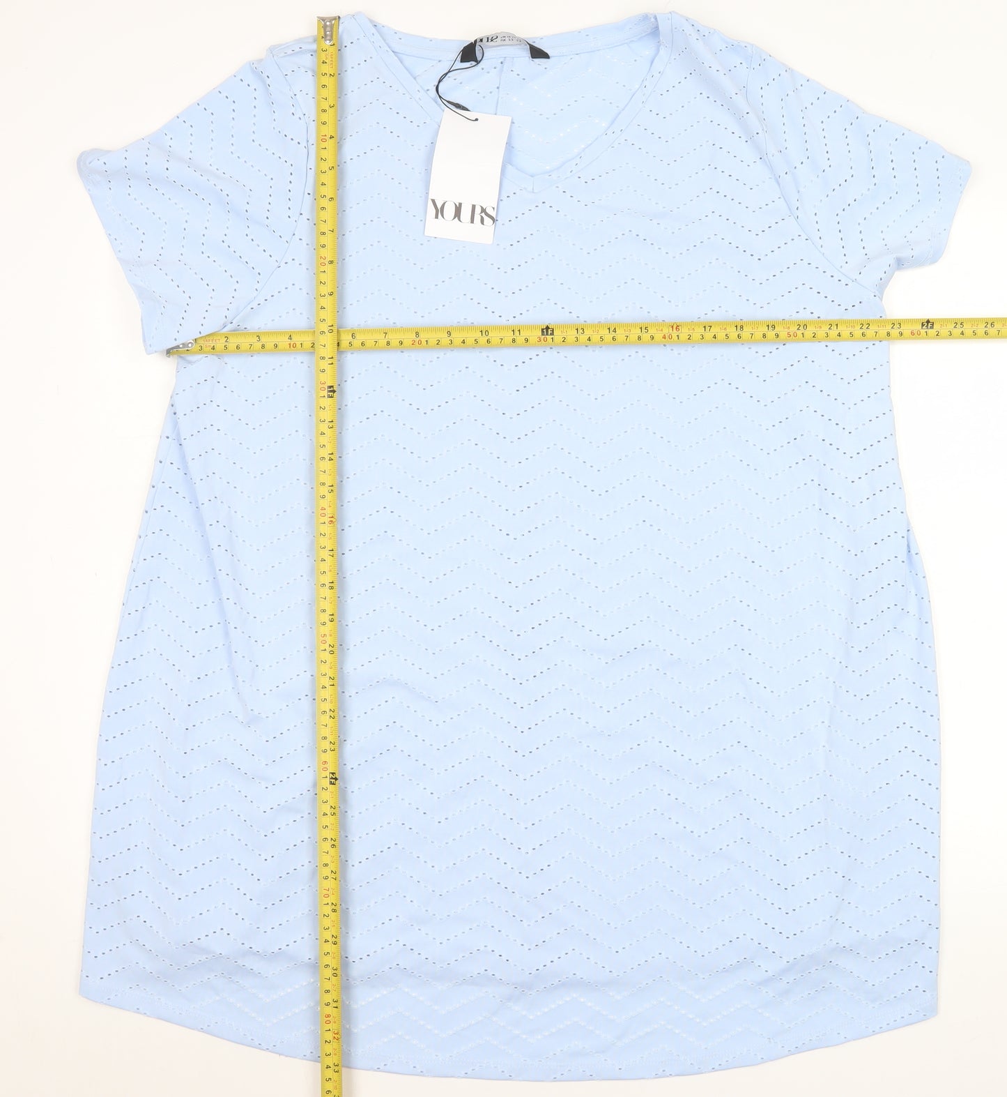Yours Womens Blue Plus Size 22 V-Neck Short Sleeve T-Shirt