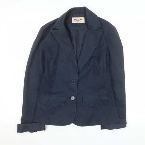 ONLY Women's Blue Cotton Blazer Jacket Size 10 Tailored Workwear