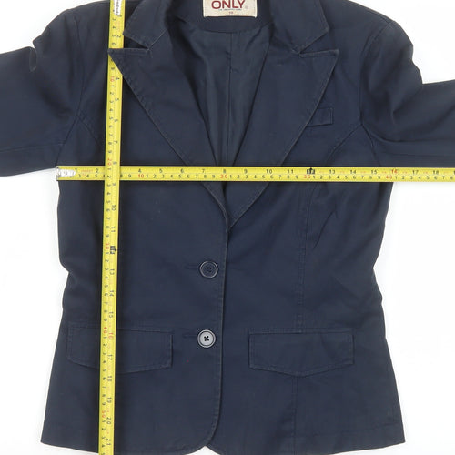 ONLY Women's Blue Cotton Blazer Jacket Size 10 Tailored Workwear