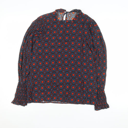 Zara Women Multicoloured Geometric Viscose Long Sleeve Blouse XS