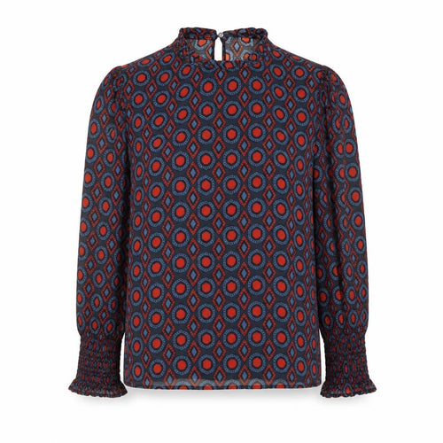 Zara Women Multicoloured Geometric Viscose Long Sleeve Blouse XS