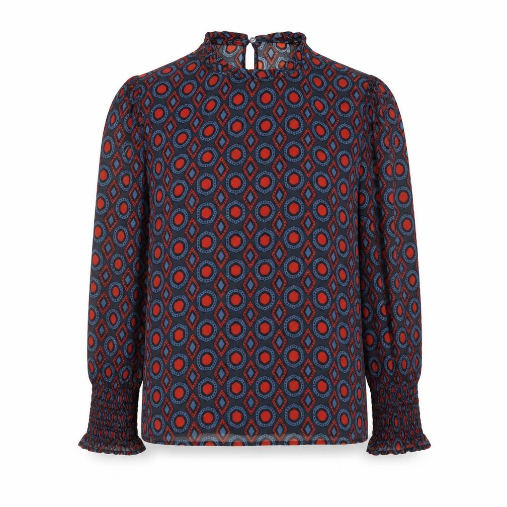 Zara Women Multicoloured Geometric Viscose Long Sleeve Blouse XS