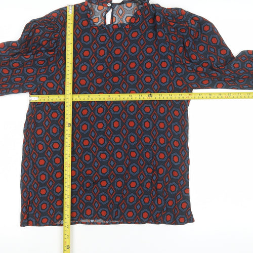Zara Women Multicoloured Geometric Viscose Long Sleeve Blouse XS