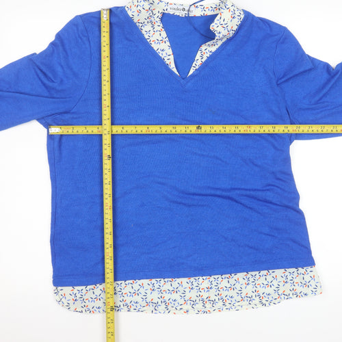 Voulez Vous Women's Blue V-Neck Long Sleeve Blouse Size 14
