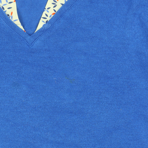 Voulez Vous Women's Blue V-Neck Long Sleeve Blouse Size 14