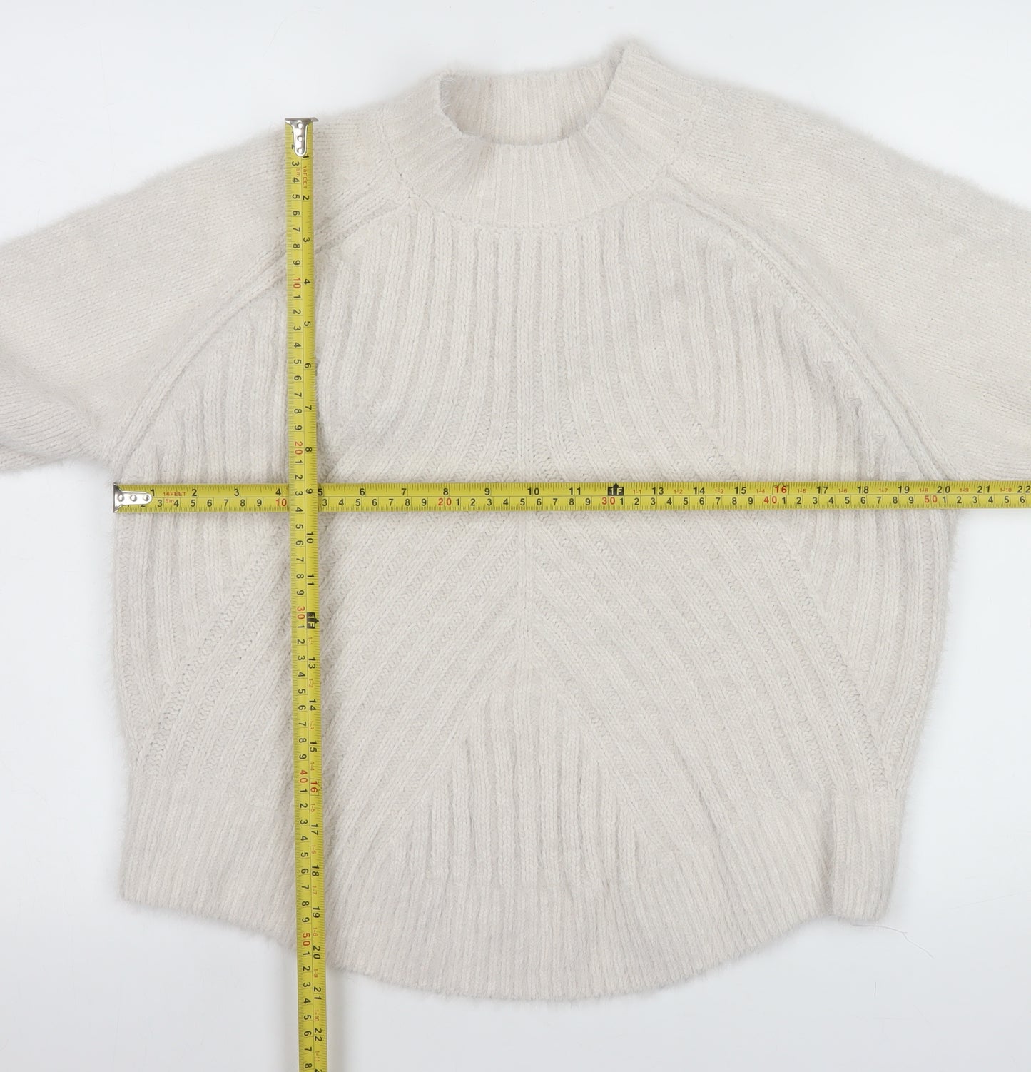 Gallery Women Ivory High Neck Knit Pullover Jumper Size 14