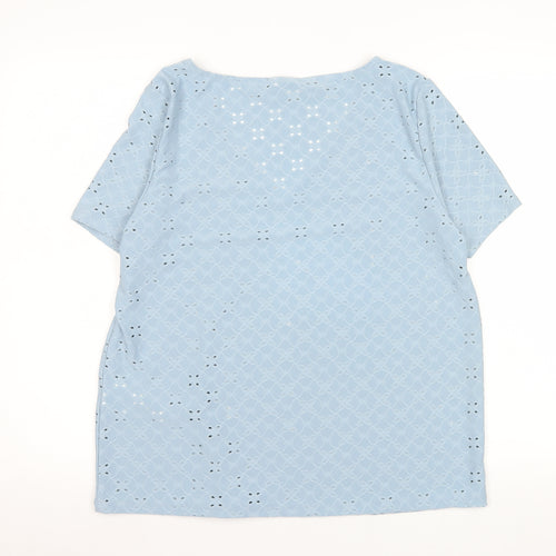 VILA Women's Blue Lace V-Neck Short Sleeve Tunic Blouse Size XL