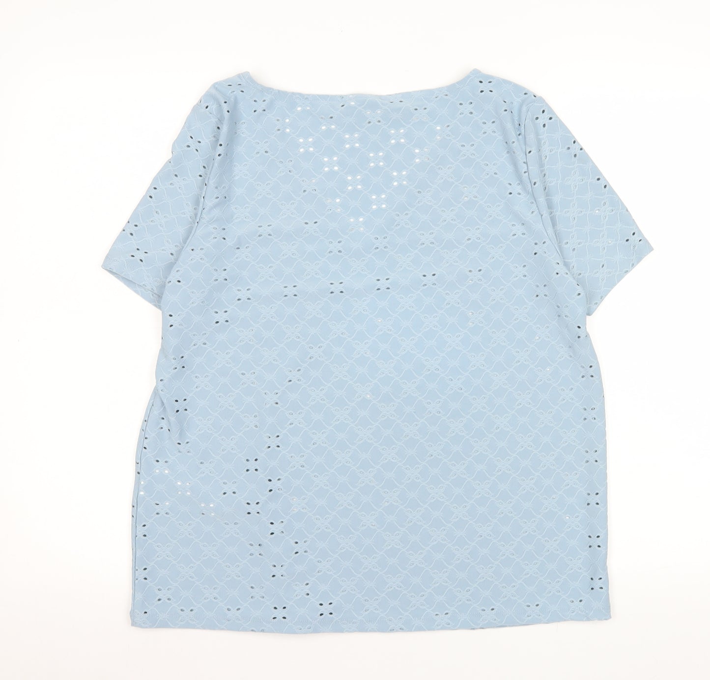 VILA Women's Blue Lace V-Neck Short Sleeve Tunic Blouse Size XL