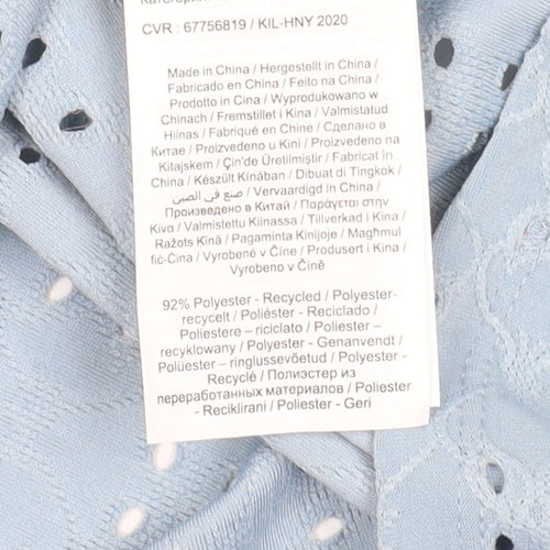 VILA Women's Blue Lace V-Neck Short Sleeve Tunic Blouse Size XL