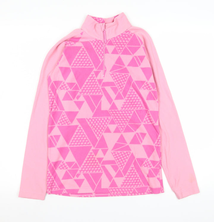Mountain Warehouse Girls Pink Fleece Half Zip Pullover Sweatshirt 11-12 Years
