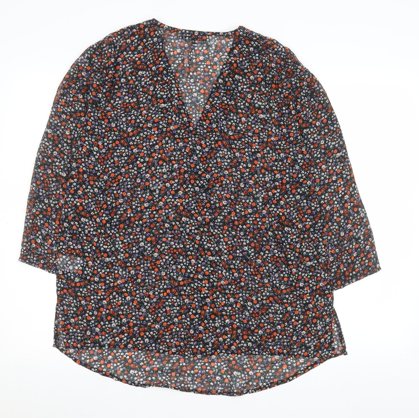 Rowen Avenue Womens Multicoloured Floral Tunic Blouse L