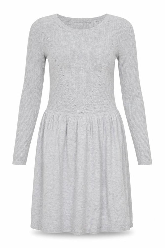 Front view of American Eagle Outfitters Women’s Grey Knit Long Sleeve Jumper Dress, size M
