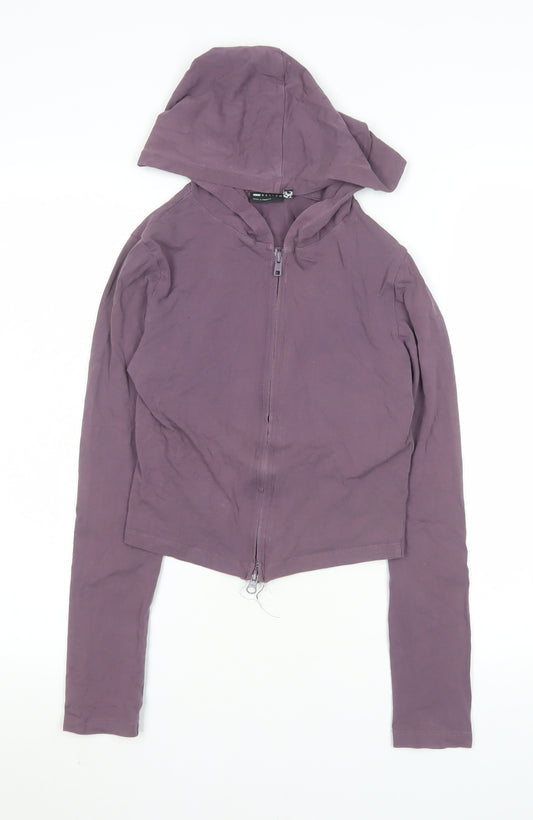 ASOS DESIGN Womens Purple Cropped Hooded Zip Jacket UK 10