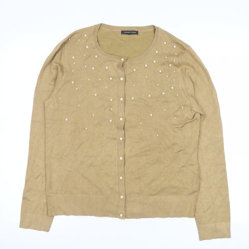 Jeanne Pierre Women's Beige Beaded Cardigan XL Knit Long Sleeve