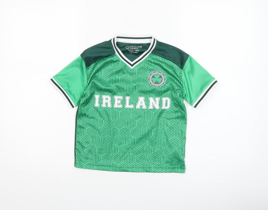 Primark Boys Green Ireland Jersey T-Shirt 5-6 Years Short Sleeve
