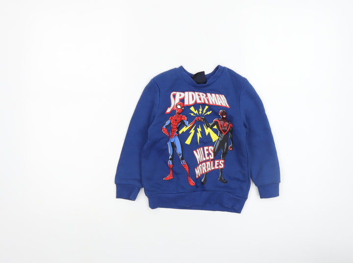 Marvel Boys Blue Spider-Man Miles Morales Pullover Sweatshirt 2-3 Years
