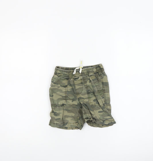 GAP Boys Green Camouflage Cargo Shorts 4 Years Elastic Waist