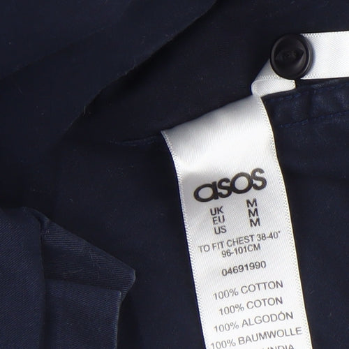 ASOS Men's Blue Regular Fit Short Sleeve Cotton Button-Up Shirt Size M