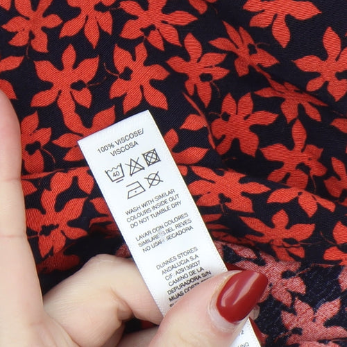 Gallery Women’s Red Floral Viscose Blouse UK XS Long Sleeve