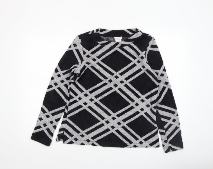 Street One Women's Black Geometric Knit Jumper Size 10
