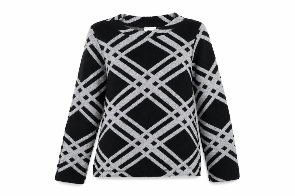 Front view of Street One Women's Black Geometric Knit Jumper, size 10