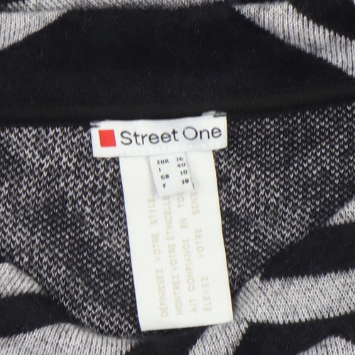 Street One Women's Black Geometric Knit Jumper Size 10